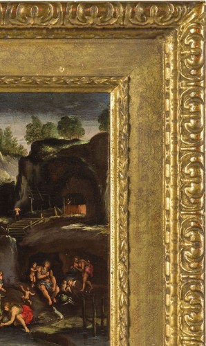 Giovanni Francesco Grimaldi (1606 - 1680) -  Paysage animé avec Adam et Eve - Romano Ischia